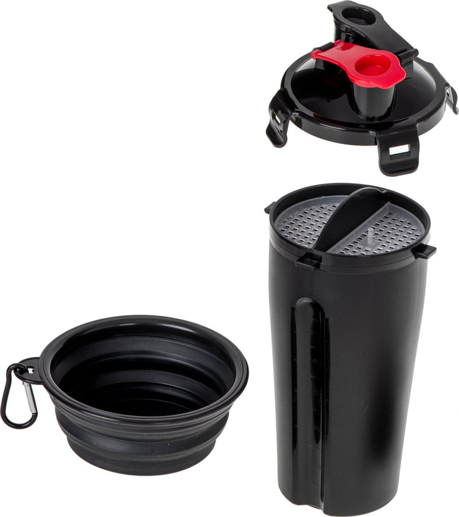 Ariko Huisdier beker voor voedsel en water - 2 in 1 beker - water en voedsel tegelijkertijd bewaren - met eet of drinkbak - makkelijk voor onderweg