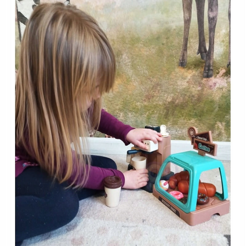 Ariko Speelgoed koffiemaker met gebaksvitrine - 40 delig - espresso machine - met water, licht en geluid - inclusief batterijen
