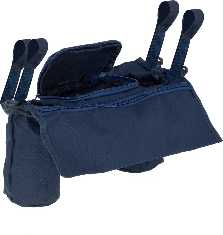 Ariko Kinderwagen organizer - buggy organizer - voor drinkfles - 4 zakken - ritssluiting - blauw