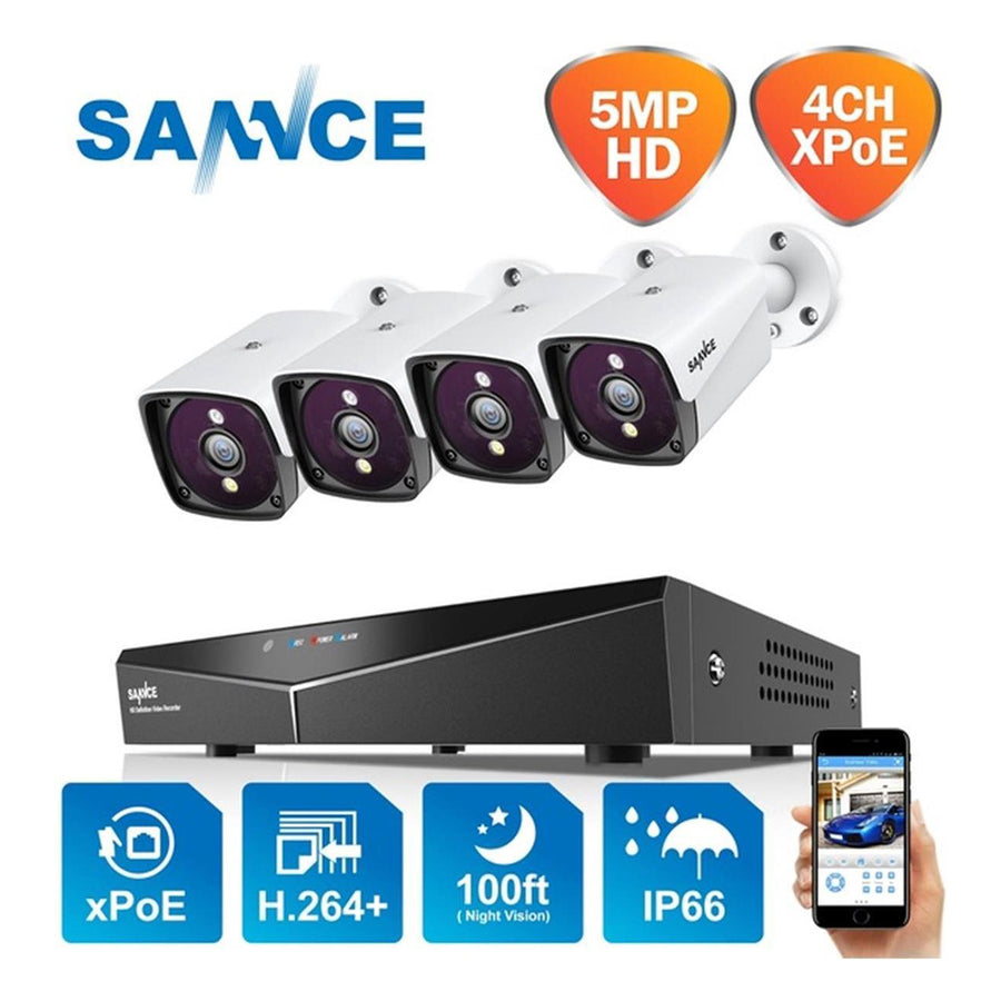 5MP Beveiligingscamera set IP66 met 4 Camera's en 1TB Opslag