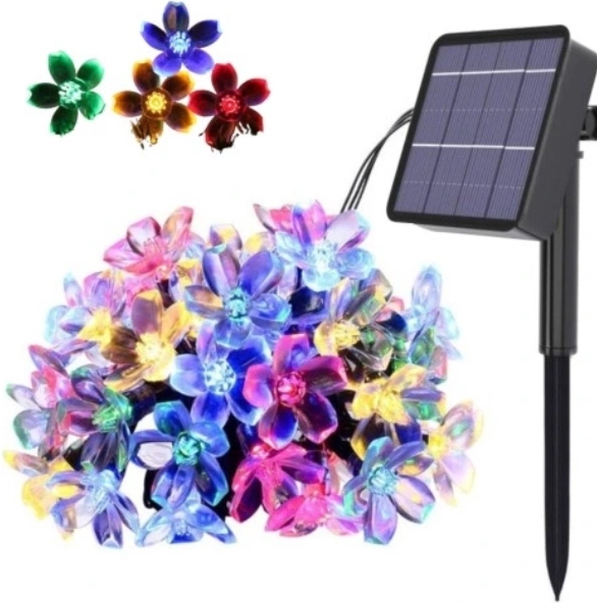 Ariko Solar Flower Tuin Verlichting - 7M - 50 LED MULTICOLOR - met zonnepaneel - waterdicht - 8 instellingen