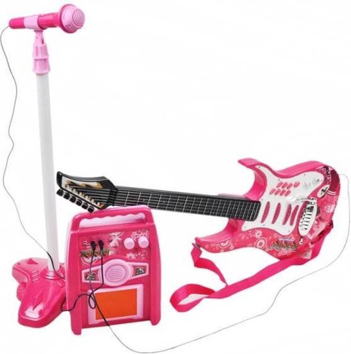 Ariko Elektrische gitaar speelgoed set met Microfoon en Amp versterker - Roze