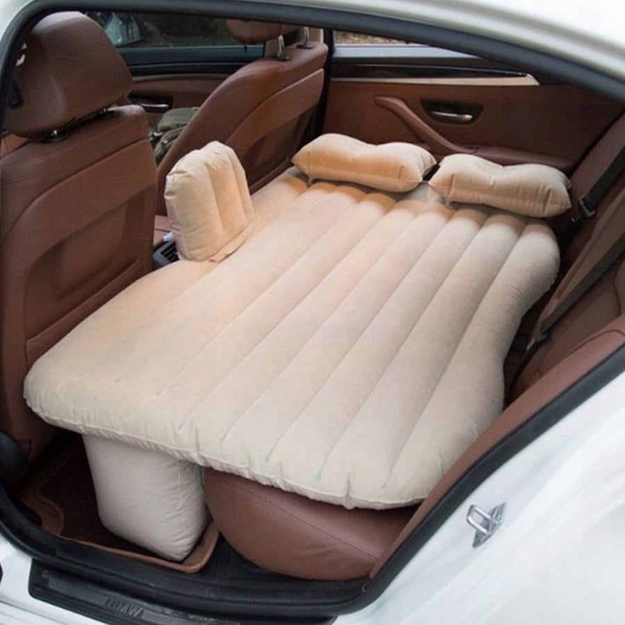 Ariko Comfortabel Opblaasbaar Matras voor Auto - Inclusief Elektrische Luchtpomp en Kussens - Ideaal voor Camping - Transporttas Inbegrepen - Beige