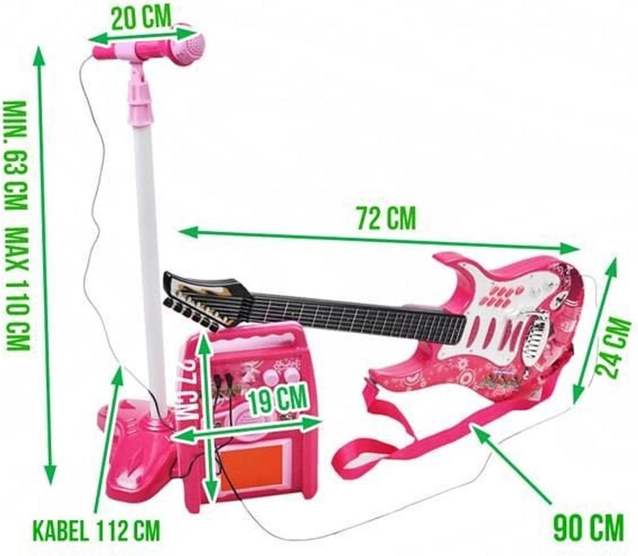 Ariko Elektrische gitaar speelgoed set met Microfoon en Amp versterker - Roze