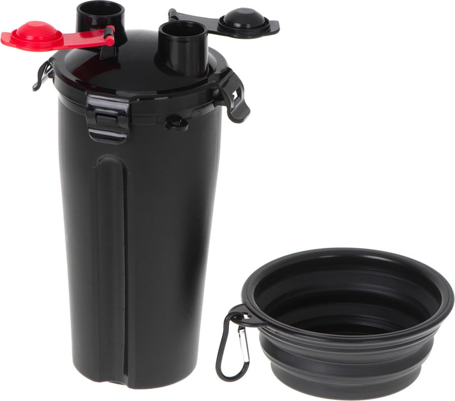Ariko Huisdier beker voor voedsel en water - 2 in 1 beker - water en voedsel tegelijkertijd bewaren - met eet of drinkbak - makkelijk voor onderweg