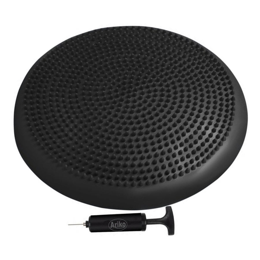 Ariko Professioneel Wiebelkussen | Balanskussen Volwassenen 34 cm met Nopjes | Balance Pad | Activair Balanskussen | Stepper Pad | Inclusief pomp | Zwart