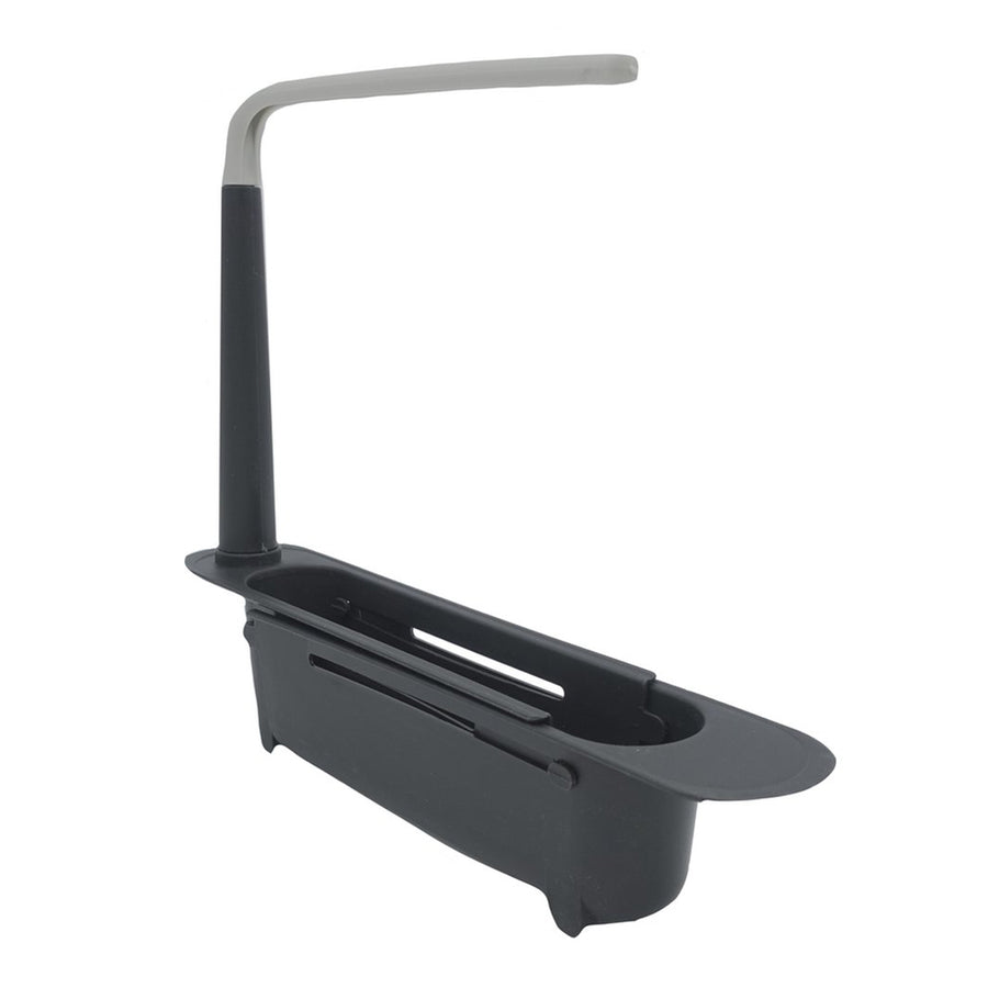 Ariko Gootsteen Organizer - Aanrecht Gootsteen bakje - Vaatdoekhouder - Spons Opbergrek - Verstelbaar - Zwart/Grijs