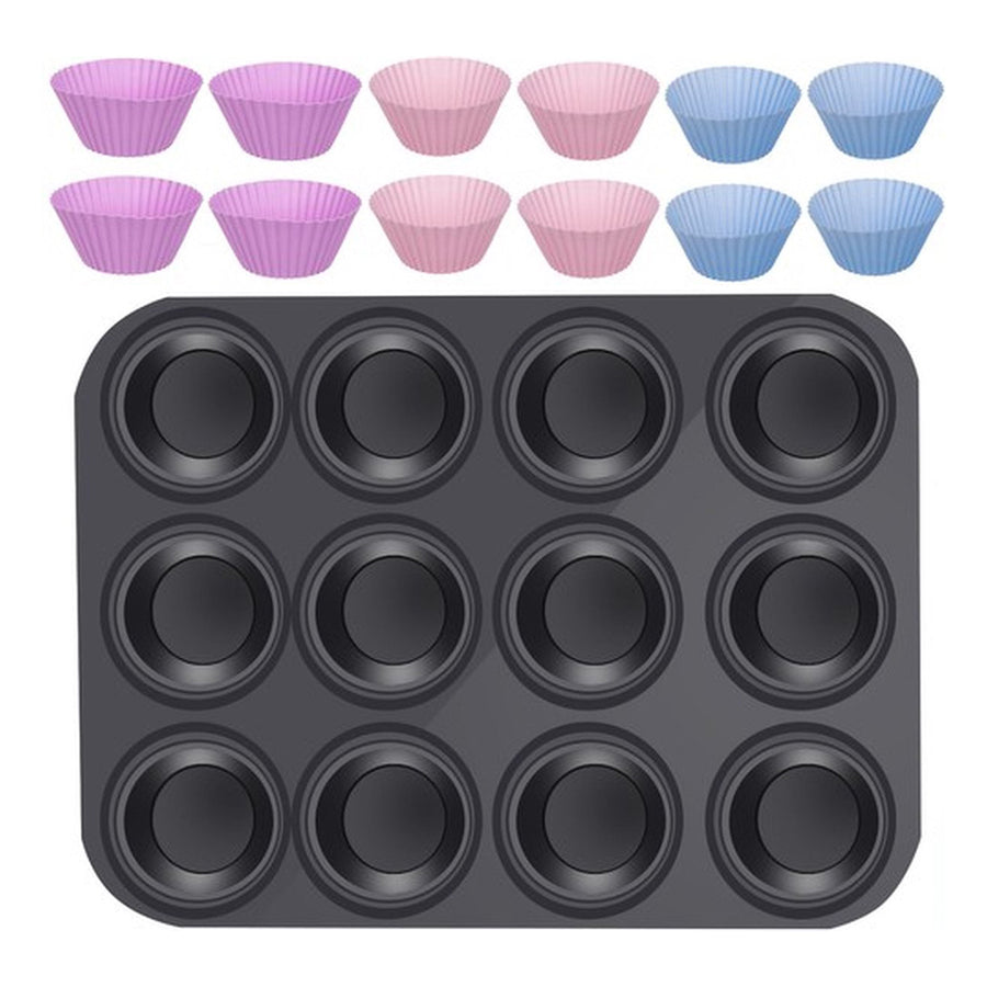 Baking tray + 12 silicone moulds