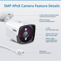 Thumbnail for 5MP Beveiligingscamera set IP66 met 4 Camera's en 1TB Opslag