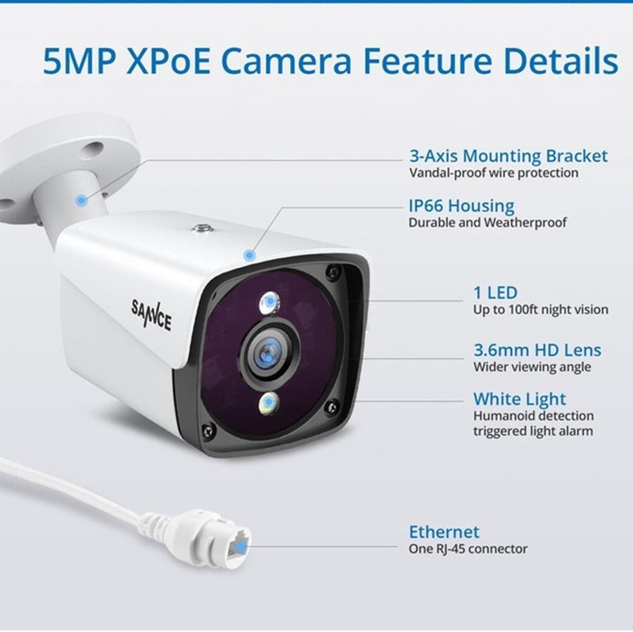 5MP Beveiligingscamera set IP66 met 4 Camera's en 1TB Opslag