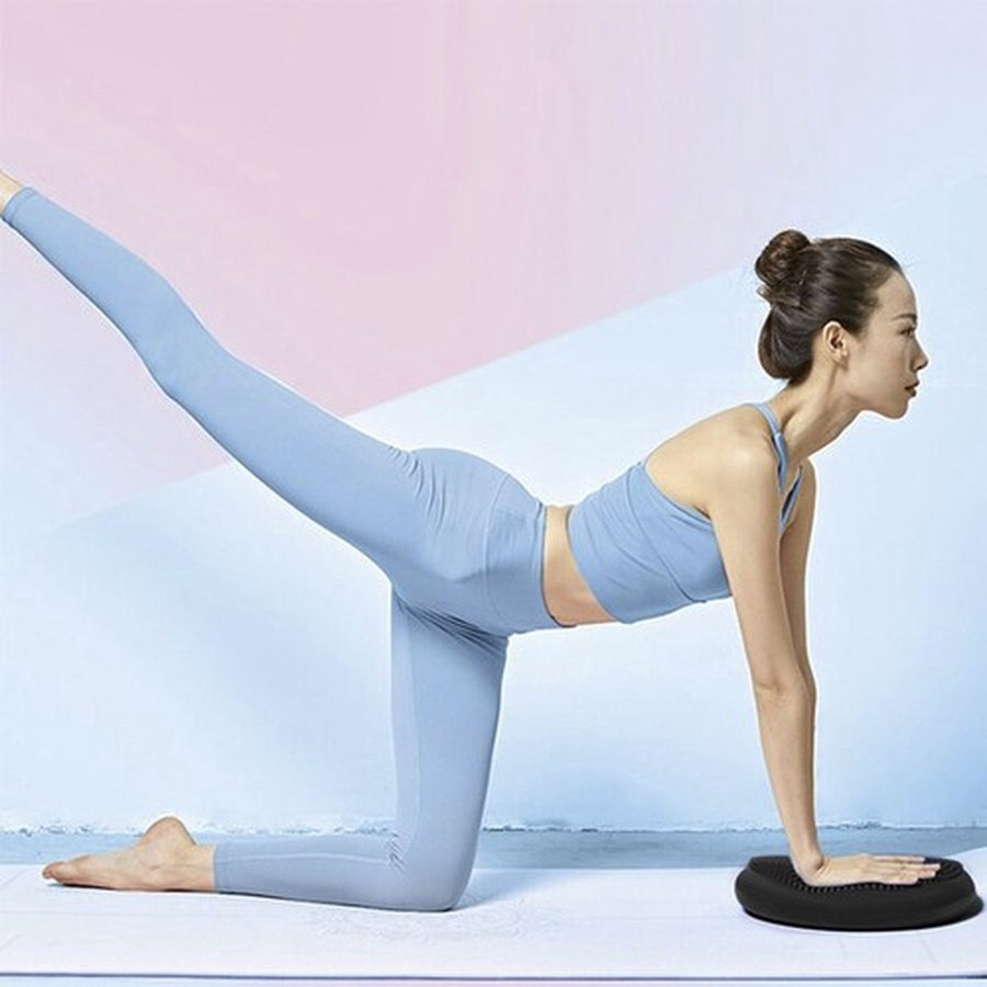 Ariko Professioneel Wiebelkussen | Balanskussen Volwassenen 34 cm met Nopjes | Balance Pad | Activair Balanskussen | Stepper Pad | Inclusief pomp | Zwart