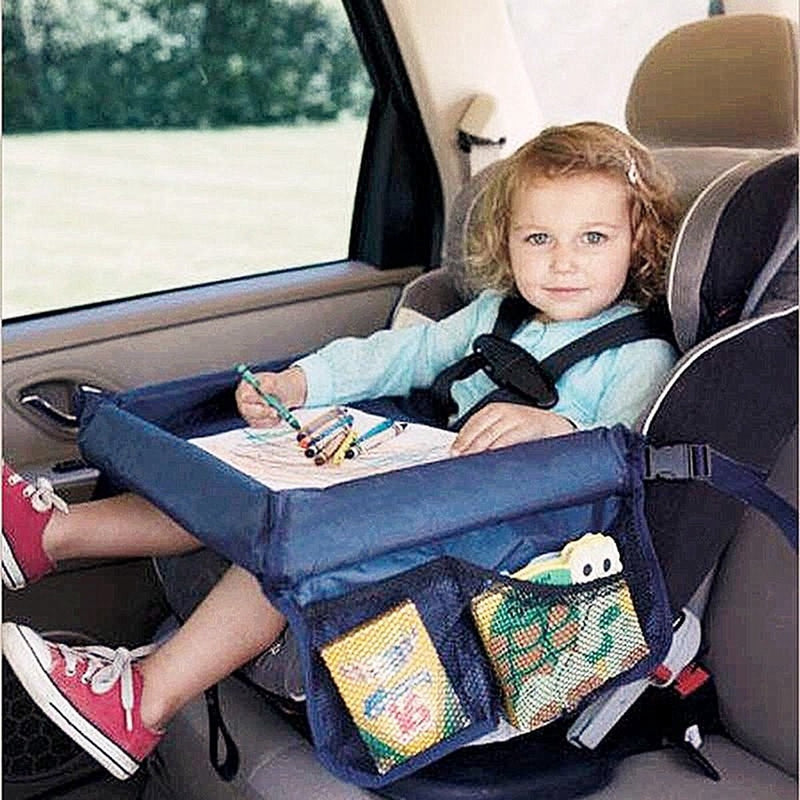 Ariko Tafel voor autostoel - Reistafel - Speeltafel - Auto organizer - Waterdicht - Met opbergvakken - Blauw