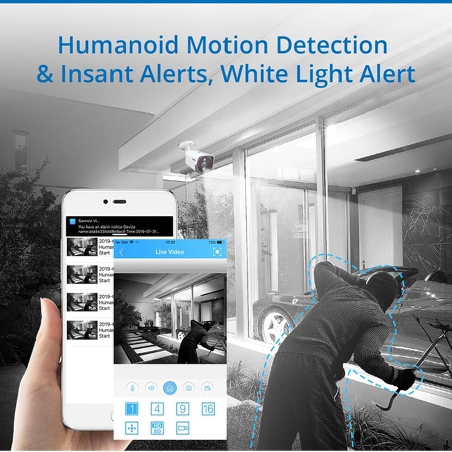 5MP Beveiligingscamera set IP66 met 4 Camera's en 1TB Opslag