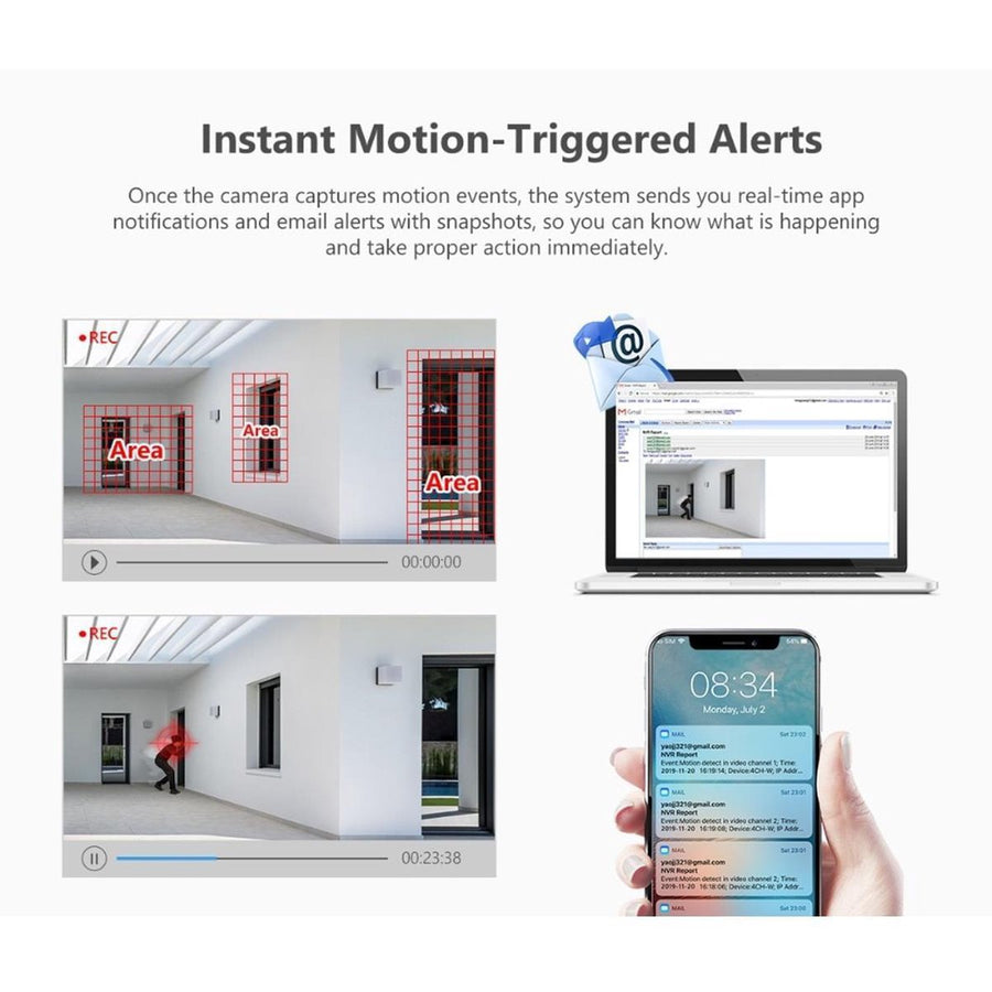 Draadloos Camerasysteem 4 Camera's - 10 Inch Monitor - App Control – 1TB HD - Plug and Play