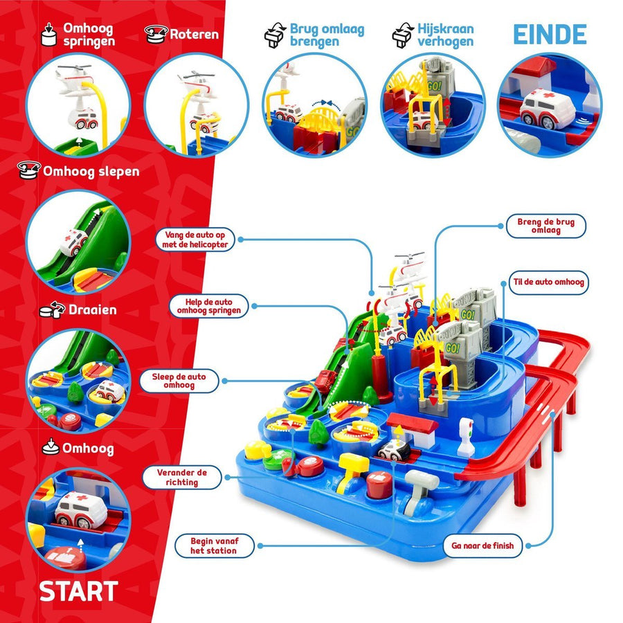 Ambulance - Brandweer - Jongens 3, 4 & 5 Jaar - Rescue City Speelgoed Auto - Mechanische Racebaan