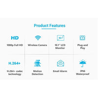 Thumbnail for Draadloos Camerasysteem 4 Camera's - 10 Inch Monitor - App Control – 1TB HD - Plug and Play