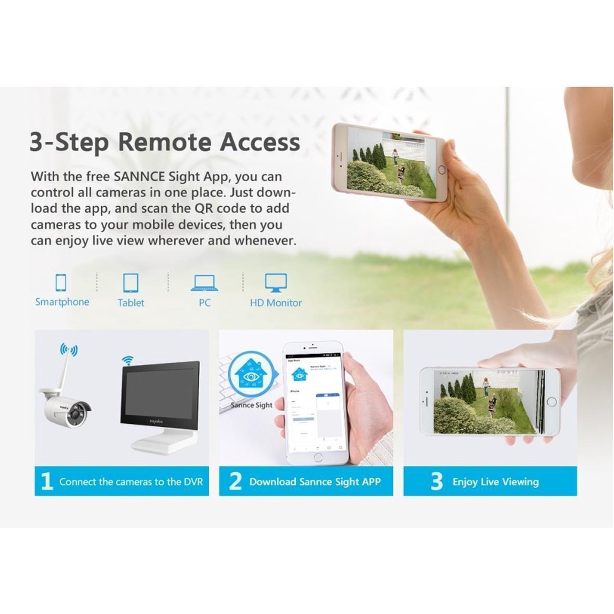 Système de caméra sans fil 4 caméras - Moniteur 10 pouces - Contrôle d'application - 1 To HD - Plug and Play