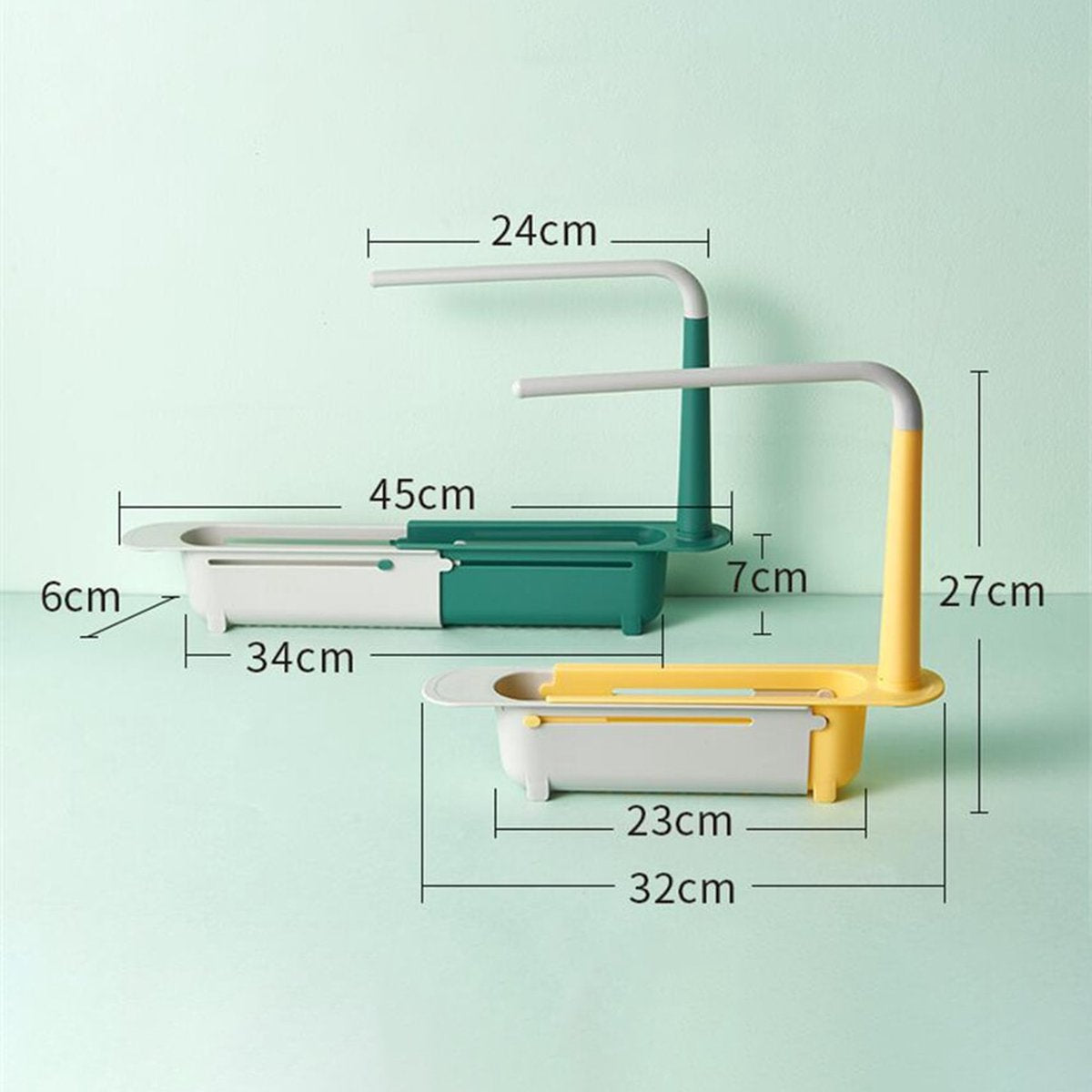 <tc>Ariko</tc>  Sink Organizer - Countertop Sink Tray - Dishcloth Holder - Sponge Storage Rack - Adjustable - Blue/Grey