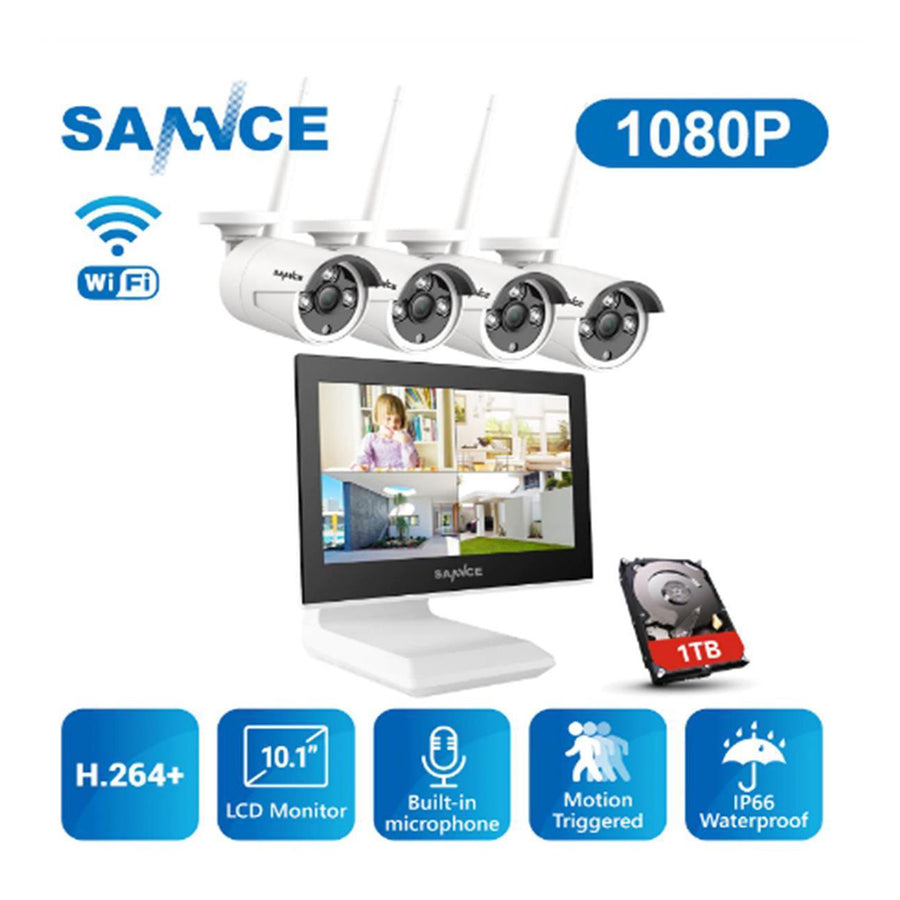 Draadloos Camerasysteem 4 Camera's - 10 Inch Monitor - App Control – 1TB HD - Plug and Play