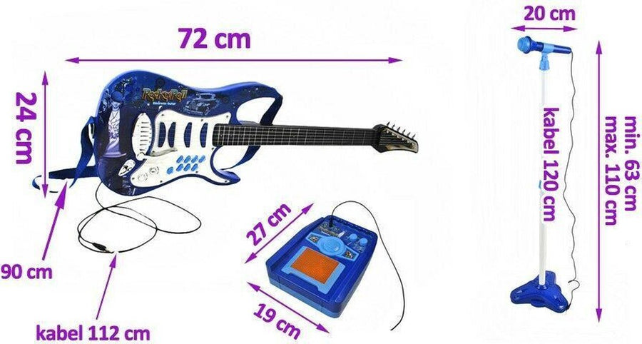 Ariko Elektrische gitaar speelgoed set met Microfoon en Amp versterker - Blauw