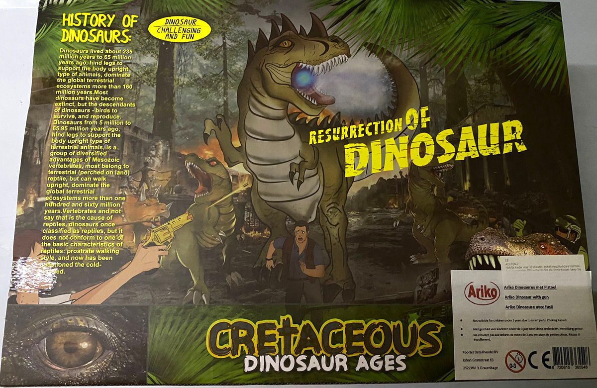 Ariko Beweegbare Dinosaurus met Pistool - Dino jager - Dino met stoom - met Licht en Geluid - Beweegbare onderdelen - Incl batterijen