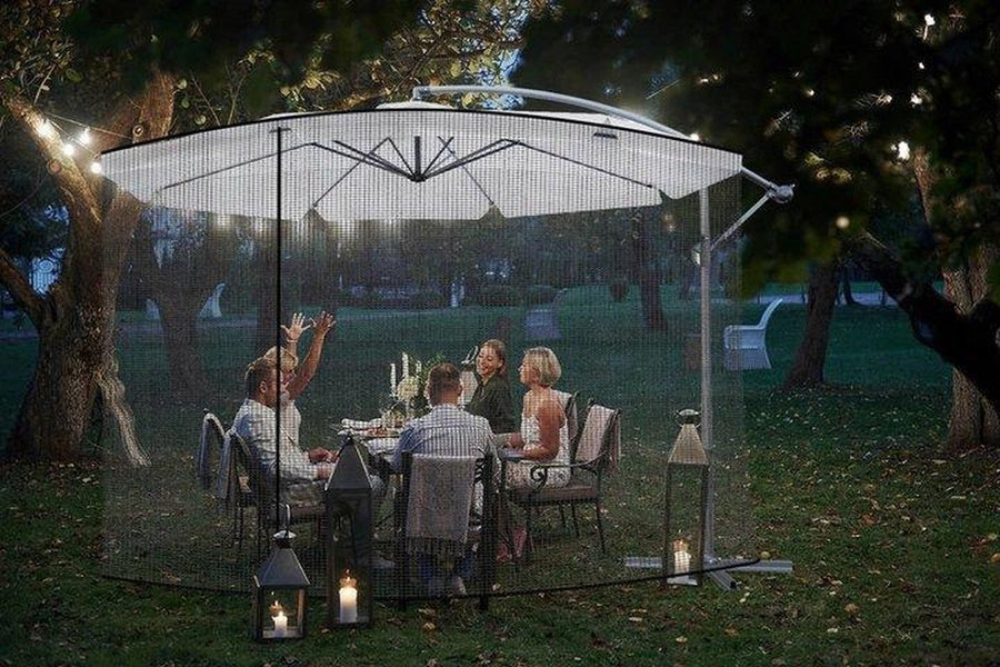 Ariko Muskietennet - Parasol - Muggennet - Vliegengordijn voor Parasol - Klamboe - Diameter 3m x Hoogte 2.6 m