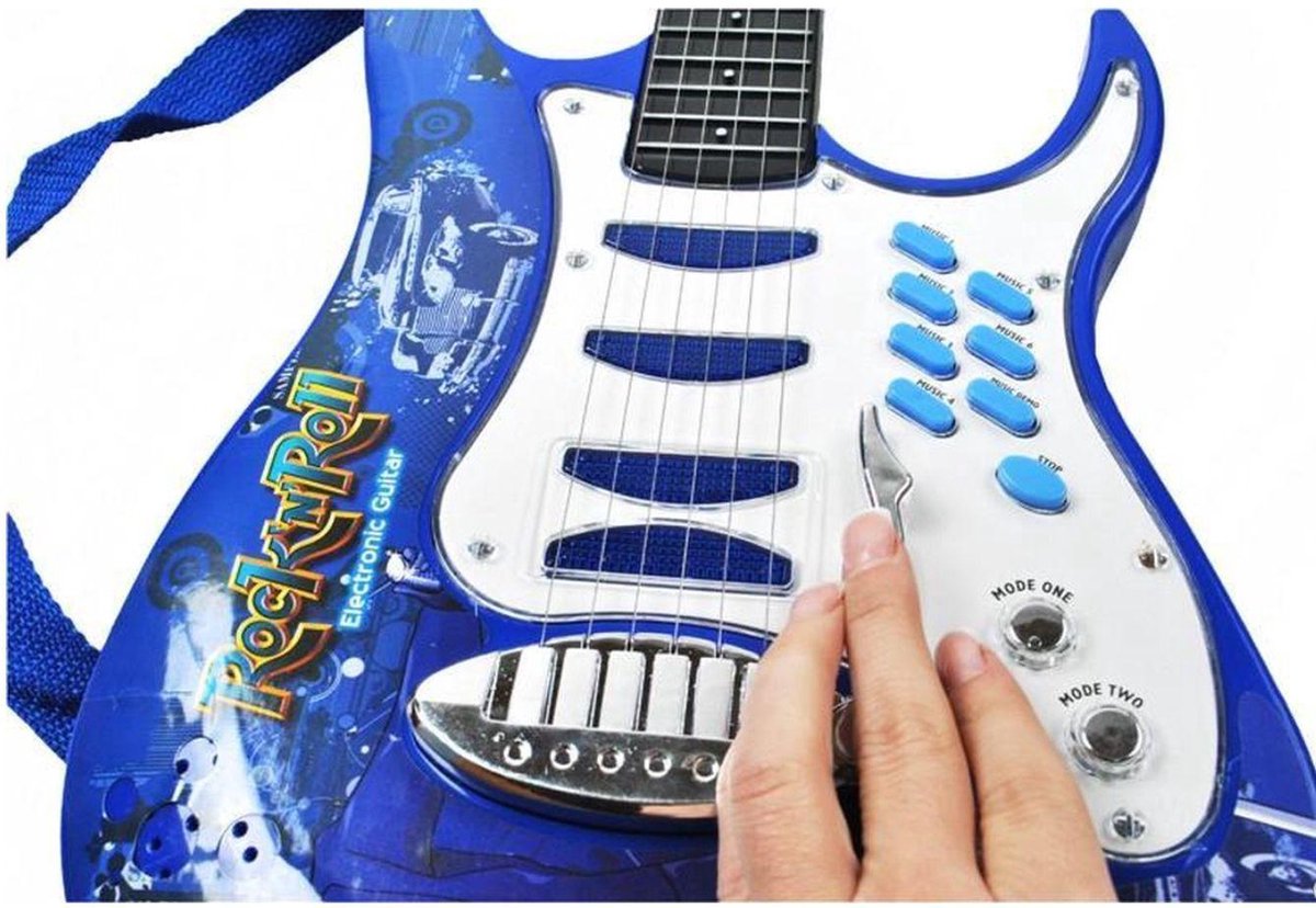 Ariko Elektrische gitaar speelgoed set met Microfoon en Amp versterker - Blauw