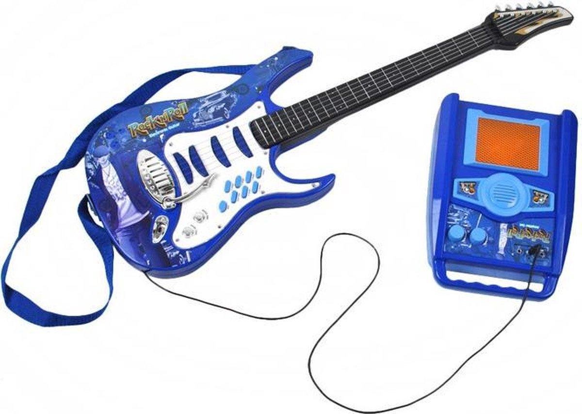 Ariko Elektrische gitaar speelgoed set met Microfoon en Amp versterker - Blauw