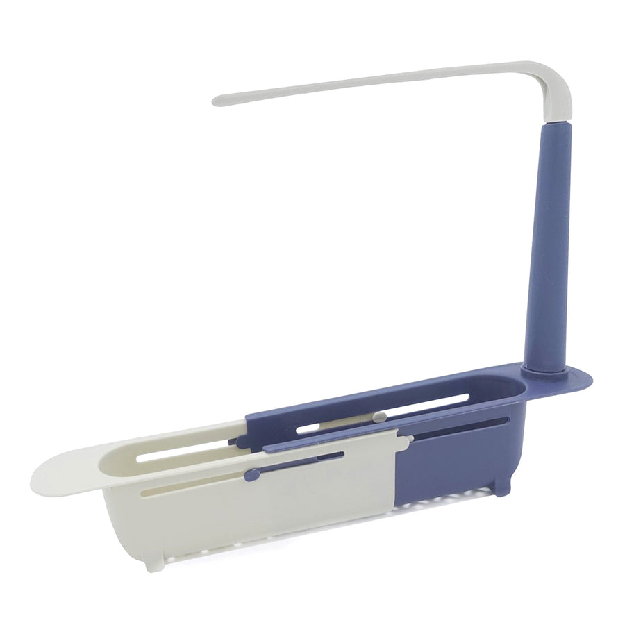 Ariko Gootsteen Organizer - Aanrecht Gootsteen bakje - Vaatdoekhouder - Spons Opbergrek - Verstelbaar - Blauw/Grijs