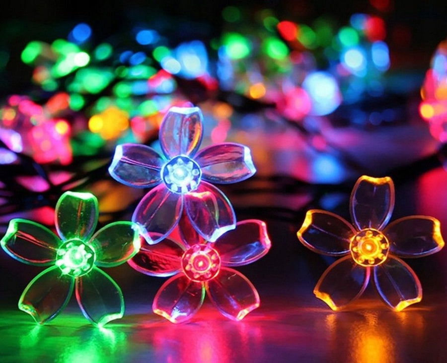 Ariko Solar Flower Tuin Verlichting - 7M - 50 LED MULTICOLOR - met zonnepaneel - waterdicht - 8 instellingen