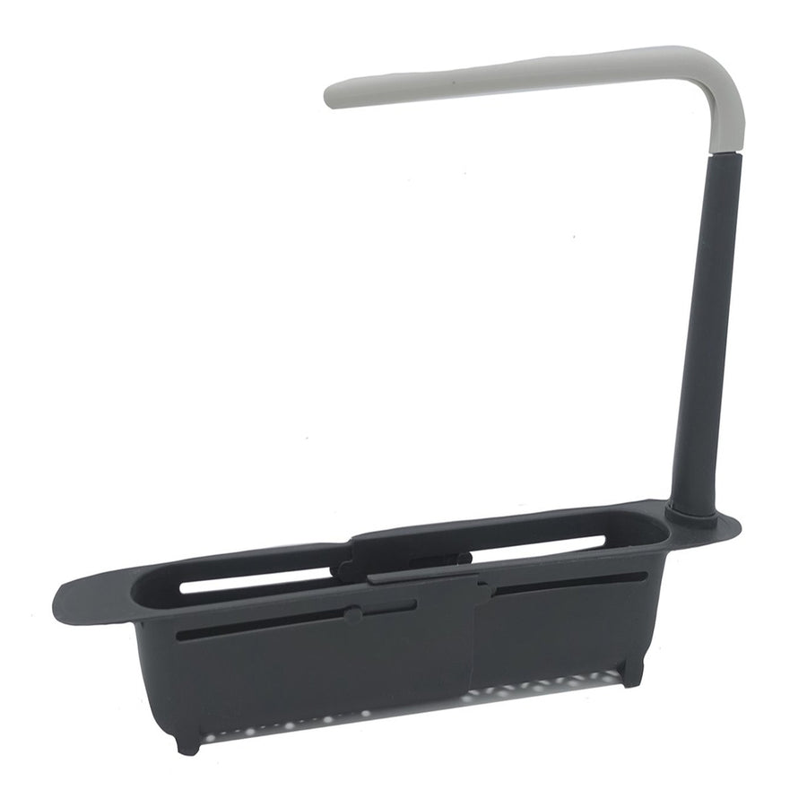 Ariko Gootsteen Organizer - Aanrecht Gootsteen bakje - Vaatdoekhouder - Spons Opbergrek - Verstelbaar - Zwart/Grijs