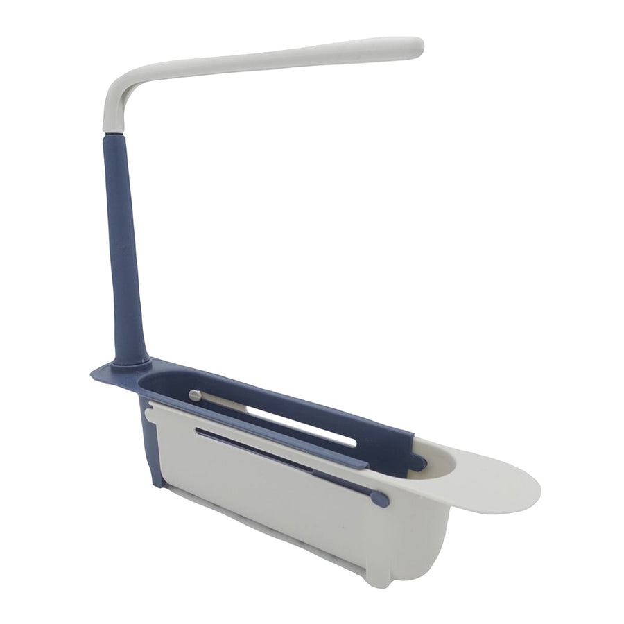 Ariko Gootsteen Organizer - Aanrecht Gootsteen bakje - Vaatdoekhouder - Spons Opbergrek - Verstelbaar - Blauw/Grijs