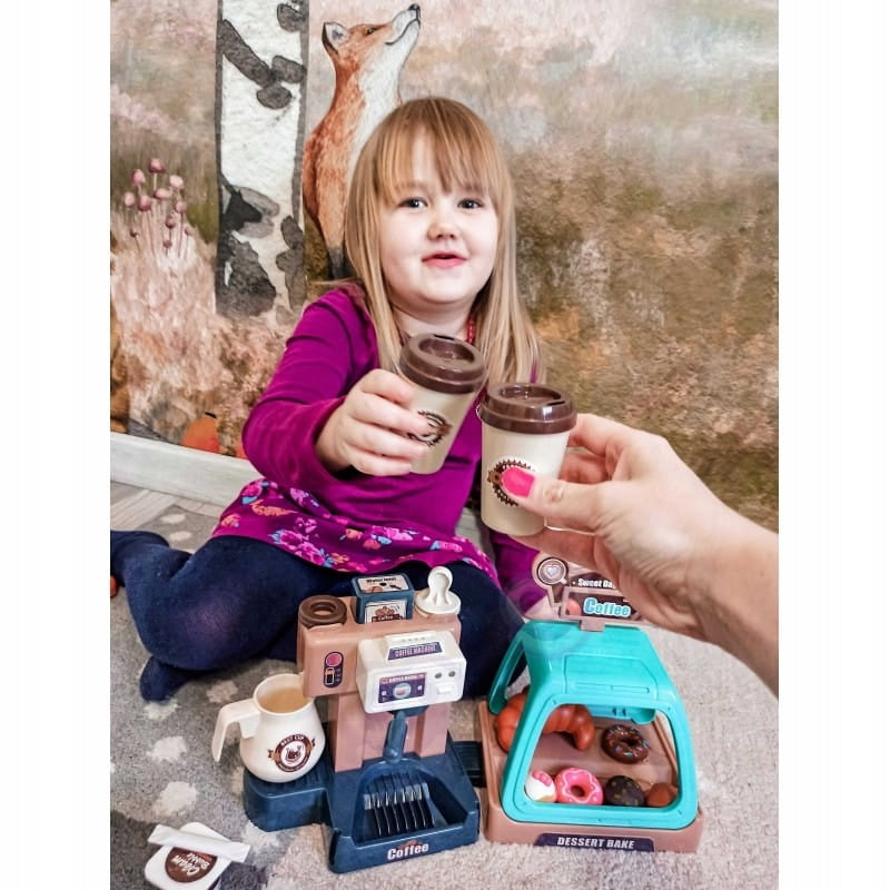 Ariko Speelgoed koffiemaker met gebaksvitrine - 40 delig - espresso machine - met water, licht en geluid - inclusief batterijen