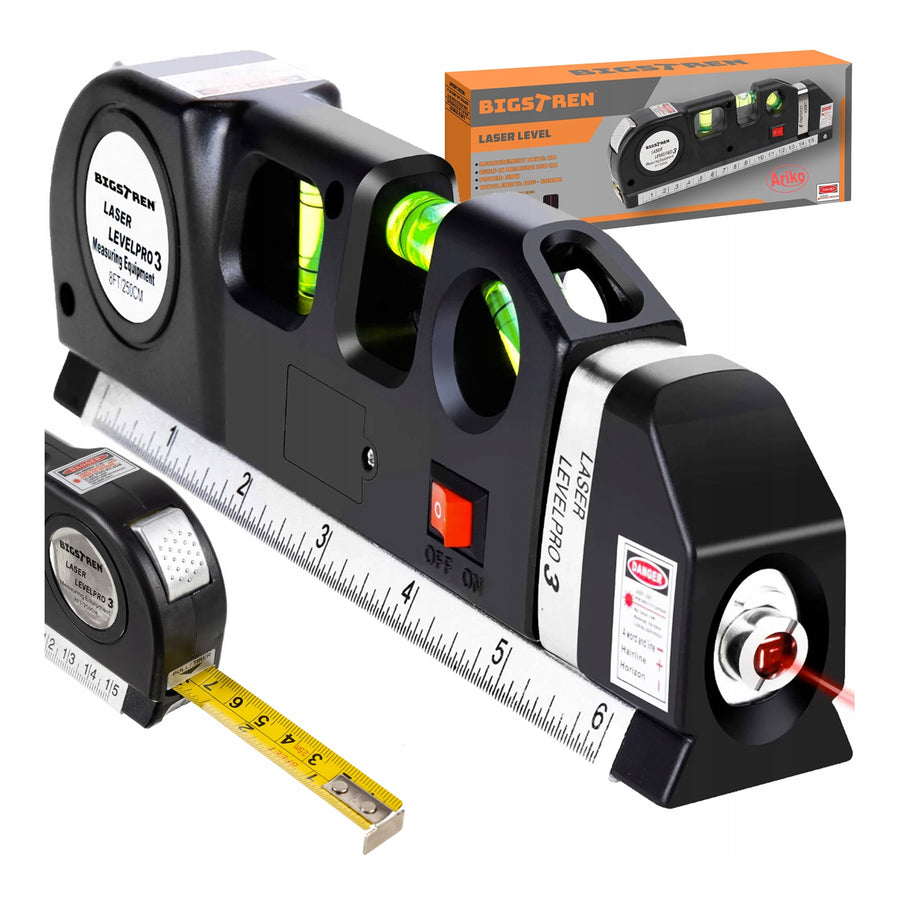<p>Ariko Laserwaterpas met Meetlint 250cm - 15 Meter Laser - 45 Graden hoek - incl batterijen</p>