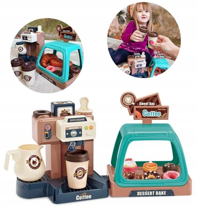 Ariko Speelgoed koffiemaker met gebaksvitrine - 40 delig - espresso machine - met water, licht en geluid - inclusief batterijen