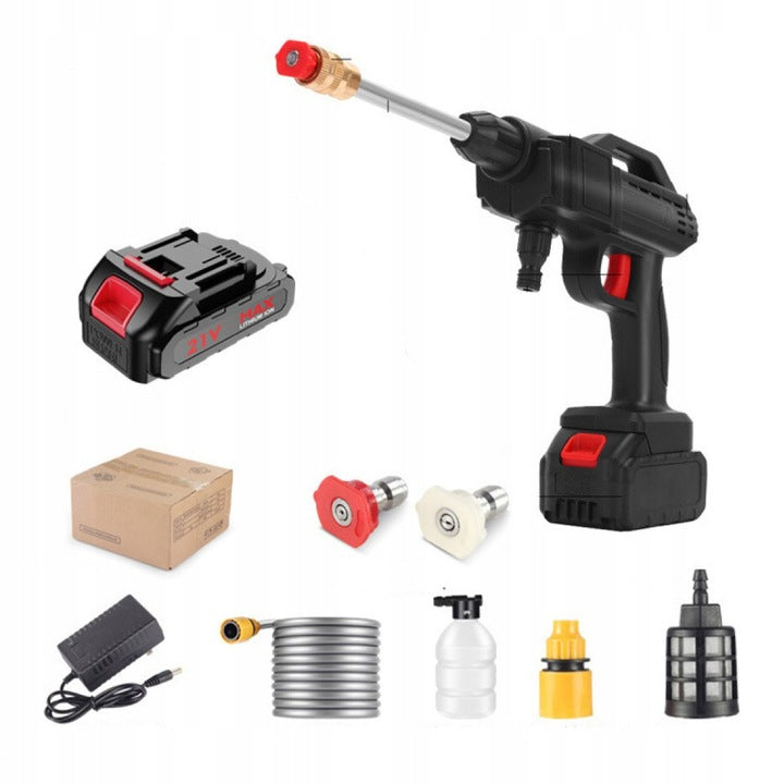 Ariko Draadloze hogedrukreiniger - met accu en oplader - hoge druk reiniger - instelbaar - ook te gebruiken als plantenspuit - 60 BAR - inclusief waterslang