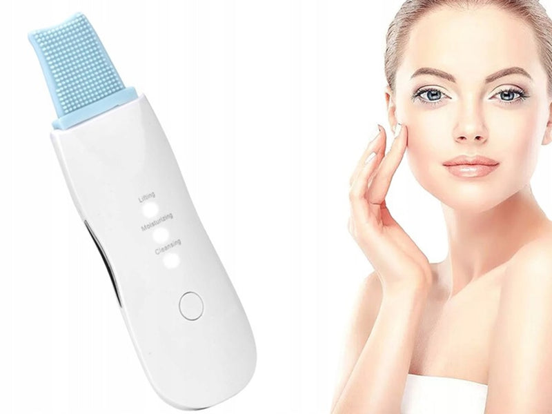 Ariko Ultrasoon Face Huidverjongingsapparaat – Blackhead remover - Skin scrubber - Wit - Mee Eter Verwijderaar - Gezichtsreiniger - Puisten - Verzacht rimpels - Anti Acne - Ultrasonic Spatel - Reiniging, Hydratatie & Versteviging - drie standen
