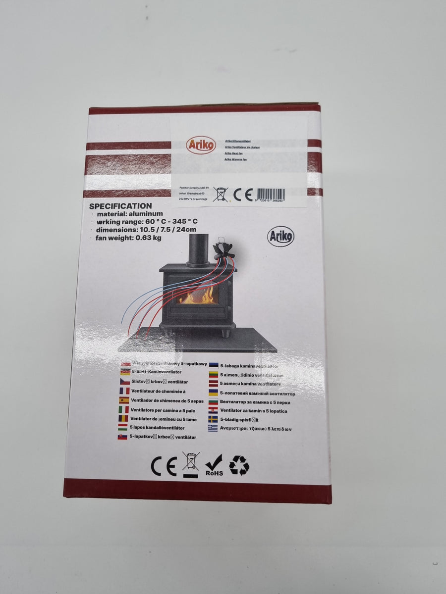 Ariko Haardventilator - Ventilator - Werkt op warmte zonder stroom tussen 60 tot 345 graden