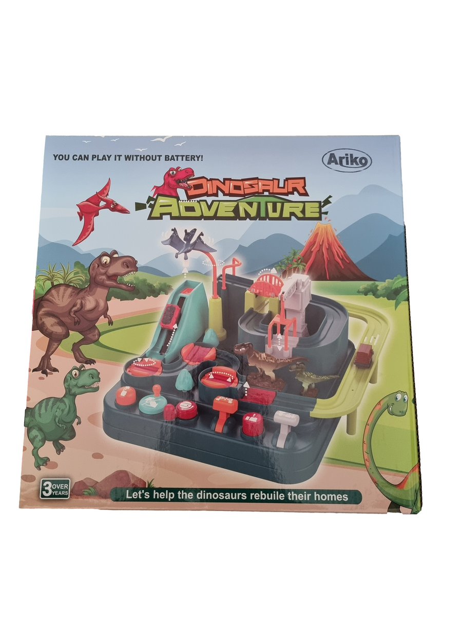 Ariko autostad dinosaurus XL - mijnwagons - 3 dinosaurussen - kraan - werkt zonder batterijen - Mechanische Racebaan