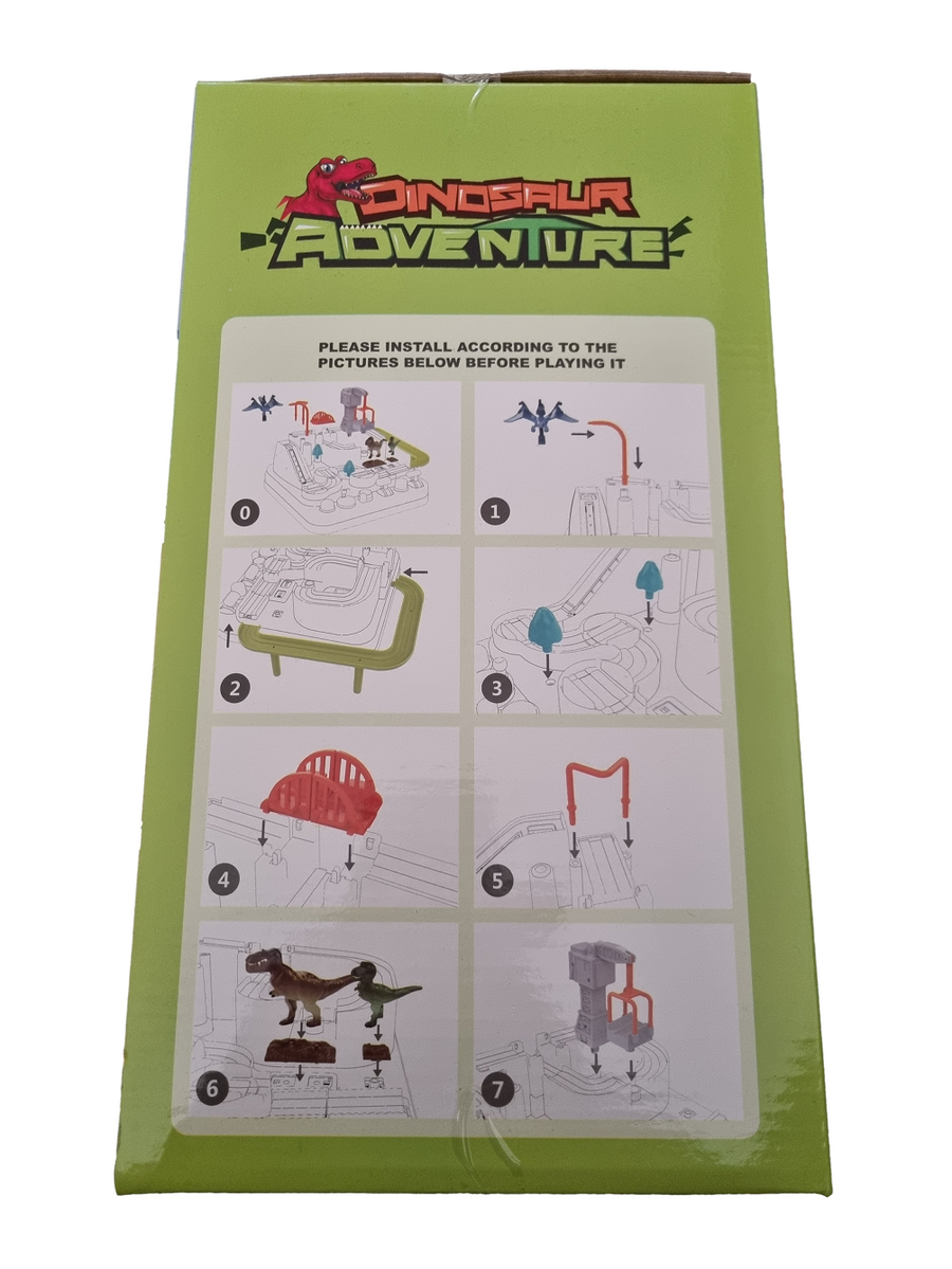 Ariko autostad dinosaurus XL - mijnwagons - 3 dinosaurussen - kraan - werkt zonder batterijen - Mechanische Racebaan