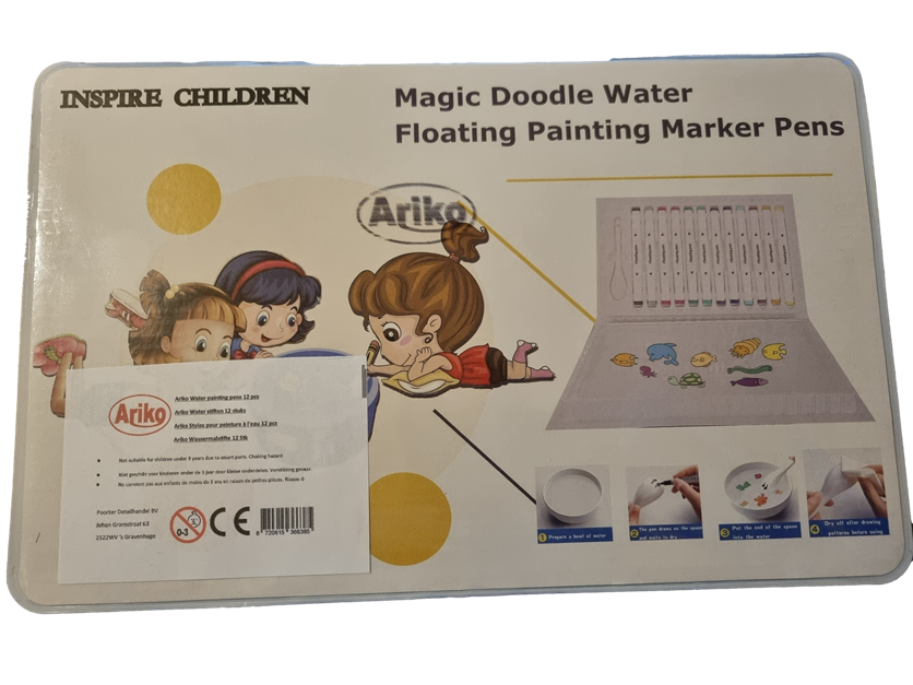 Ariko Magische Pen - Tekenen - Tekening blijft Drijven - Magische Water Stift - Magic Water Pen - Waterstiften - Creatief - Peuters, Kleuters & Kinderen - Water Stiften - Water Pennen - Eigen tattoo maken - 12 stiften