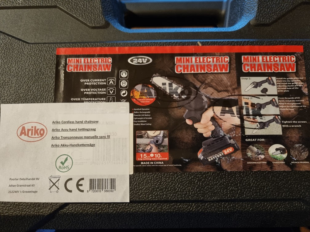 Ariko Accu Hand kettingzaag - sterke 24v accu - met oplader