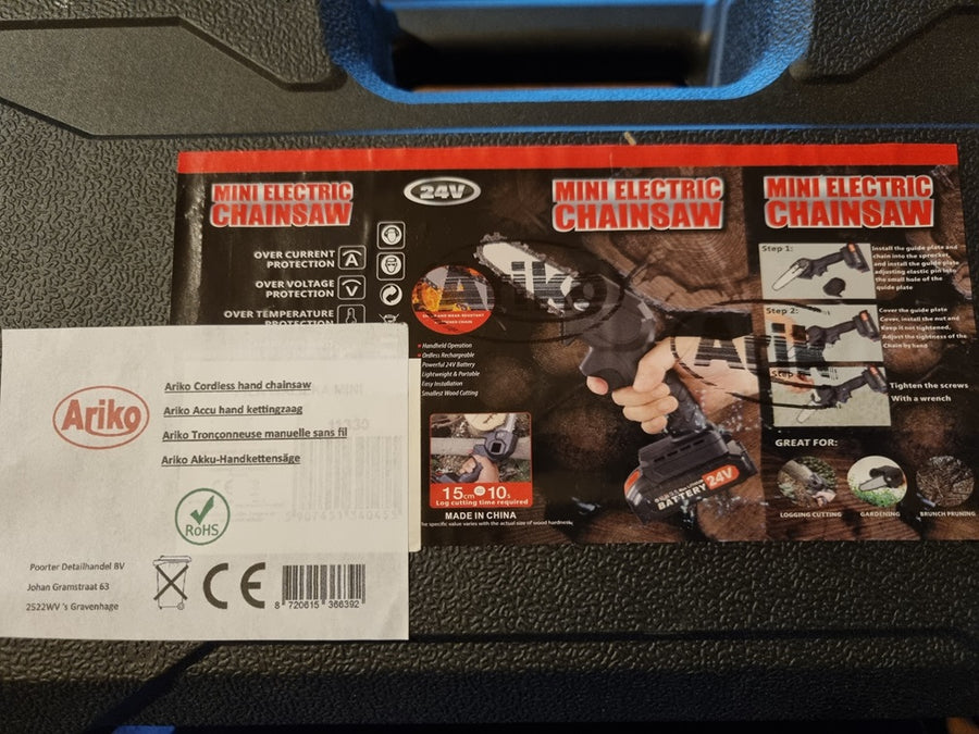 Ariko Accu Hand kettingzaag - sterke 24v accu - met oplader