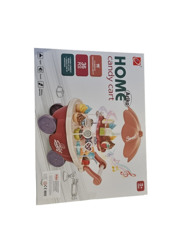 Ariko Speelgoed koffer snoepwagen winkel 36 delig - Snoep, Softijs, Lolly's en nog veel meer - handige meeneem koffer -  met licht en geluid - incl. 3 x AA batterijen