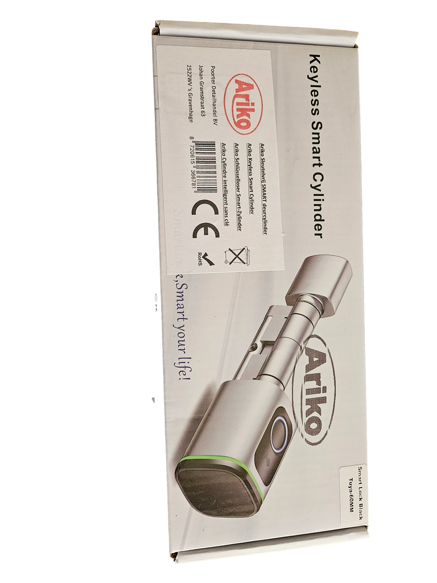 Ariko Elektronische Smart Deurcilinder - App - Vingerprint - Smart Tag - Bluetooth - met noodsleutel - Op Afstand te Openen - 2 x 30mm - 60 mm