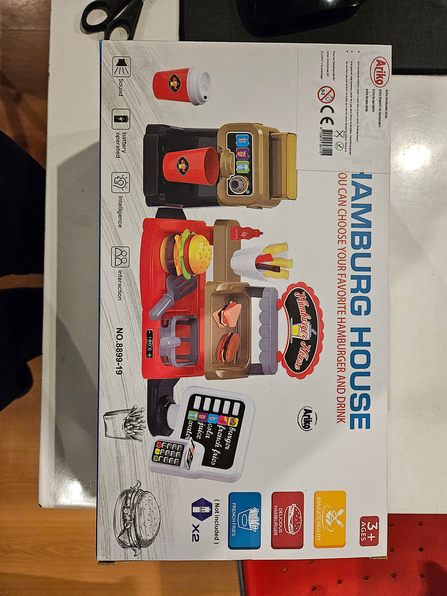 Ariko Hamburger - Fast food - 32 delige - Werkende Drankendispenser - Pinautomaat Met Geluid - Inclusief Batterijen - Rood