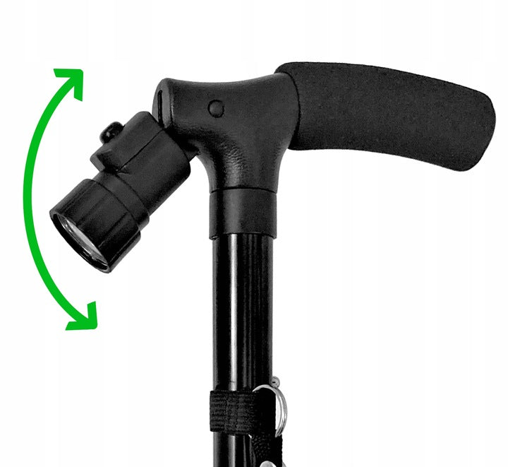 Ariko opvouwbare wandelstok met licht - instelbaar 85 tot 95 cm - met instelbaar led licht - stevige voet met antislip - blijft zelfstandig staan - inclusief batterijen