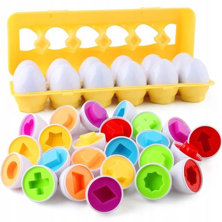 Ariko Educatieve puzzel van eieren - kleuren en vormen - 12st - in bijpassende opbergdoos
