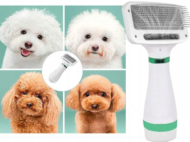 Ariko Borstel en Droger 2 in 1 voor Honden -Makkelijk de vacht van je Hond Borstelen en Drogen- Fohn -Dierenverzorging- Vachtverzorging- Dierenborstel- 135 graden - voor de hond en kat