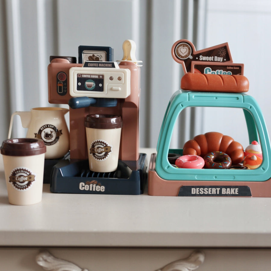 Ariko Speelgoed koffiemaker met gebaksvitrine - 40 delig - espresso machine - met water, licht en geluid - inclusief batterijen